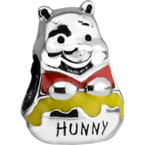 Popular Beads For Jewelry Making Honey Pot Pooh Charm Fits Beaded Chains Bracelets For Woman DIY Sterling Silver Jewelry