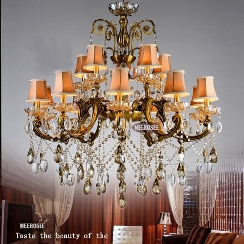 Big Crystal Chandelier Antique Brass Color hanging lamp Fitting Large Crystal Lustres Chandeliers Lighting for Hotel Project