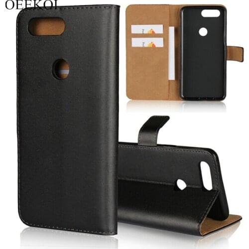 OEEKOI Genuine Leather Wallet Flip Cover Case for OnePlus 7T/7/6T/6/5T/3/Two with Card Slot Holder