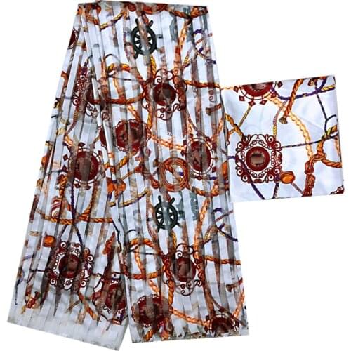 Digital Organza silk fabric 4yards+2 yards Chiffon High quality satin silk fabric ankara african print silk fabric wholesale