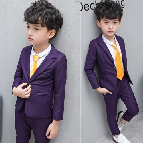 Flower Boys Formal Mariage Jacket+Pants 2Pcs Clothing Set Gentleman Enfant Kids Wedding Suit Children Performance Evening Dress