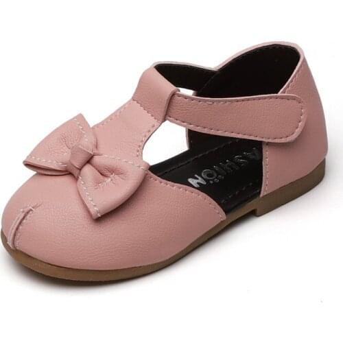 Children baby girls leather shoes 2020 spring kids little girl princess shoes with bow student school soft bottom leather shoes