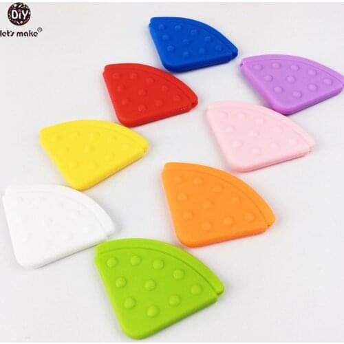 Lets make Teether Bibs Baby Silicone Teether(10pc) BPA Free Silicone Teether Solid Color Stretchy Silicone Pendant Baby Teether