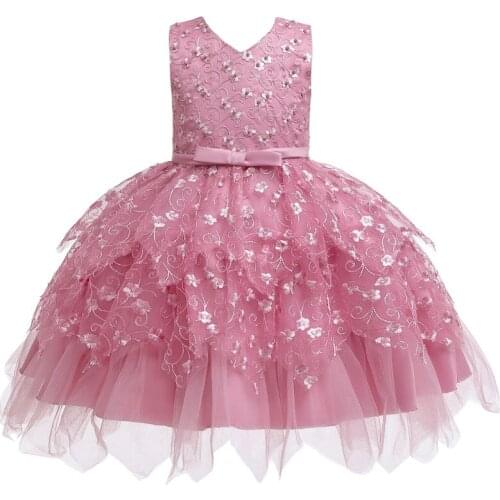 Children Party dress for Girls Wedding Dresses vestidos de fiesta de noche ball embroidery Kids Pageant Gowns Flower girl dress