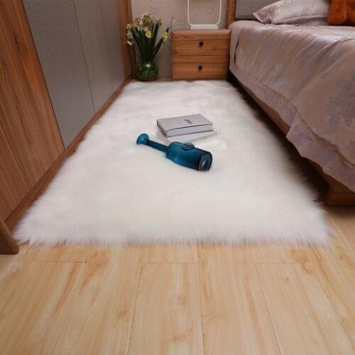 Long Velvet Carpet Living Room Bedroom Bedside Plush Blanket Window White Wool-like Fabric Bay Window Customized Floor Mat Rugs