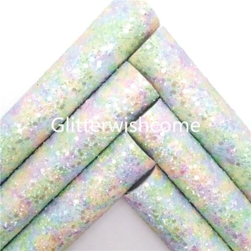 Glitterwishcome Pastel Colors Crystal Glitter Leather Fabric Vinyl Glitter Sheets for Bows shoes bags button DIY 21X29CM GM1010B