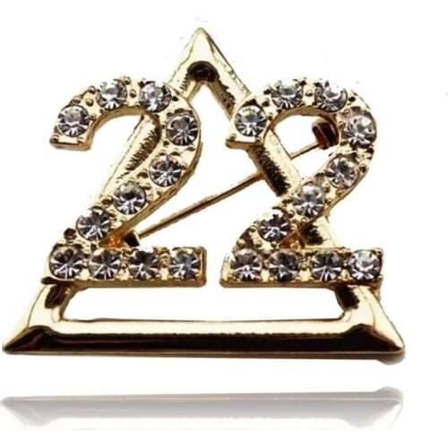 Greek Gold Tone Delta Number 22 Brooch Lapel Pin