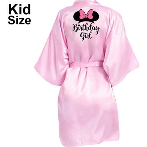 Birthday Girl Robe Bathrobe Kids Children Clothes Girls Silk Satin Kimono Robes Bathrobe Sleepwear