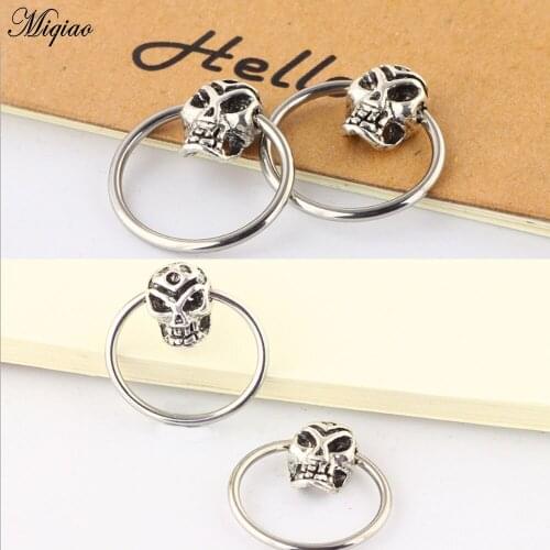 Miqiao 1pcs Surgical Steel Titanium Skull Hoop Nose Ring Septum Rings Nose Ring And Studs Men and Women Body Jewelry