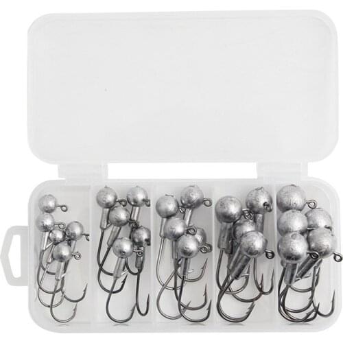 Lead Jig Head Hook Set 1# 2# 3# 4# 5# Fishing Hook Lead Jig Lure Hard Baits Soft Worm Fishing Tackle Accessories With Box 2021