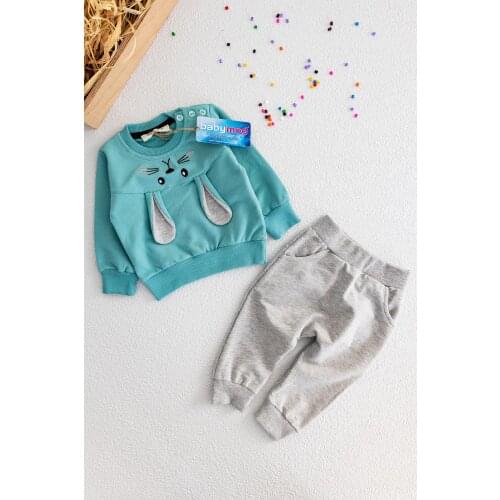 Rabbit Figured Double Baby Girl Suit