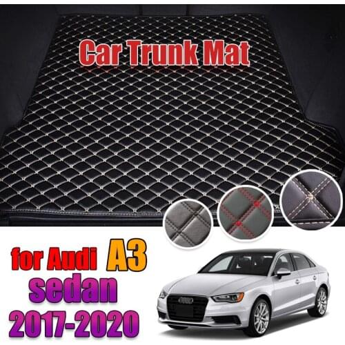 The Trunk Cargo Leather Liner Car Boot Liner Cargo Compartment Floor Carpet Mud Kick For Audi A3 Sedan 2014-2020