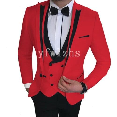 Handsome One Button Groomsmen Peak Lapel Groom Tuxedos Wedding Dress Men Suits Blazer Prom Dinner (Jacket+Pants+Tie+Vest) B120