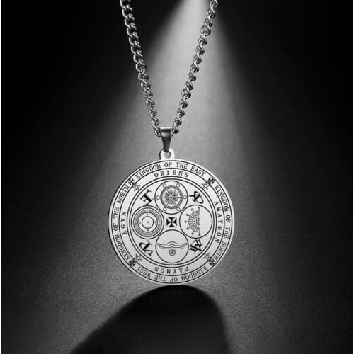 LIKGREAT Four Powerful Archangels Amulet Necklace the Seals of The Four Emperors Kingdom of Spirits Rulership Gift Protection