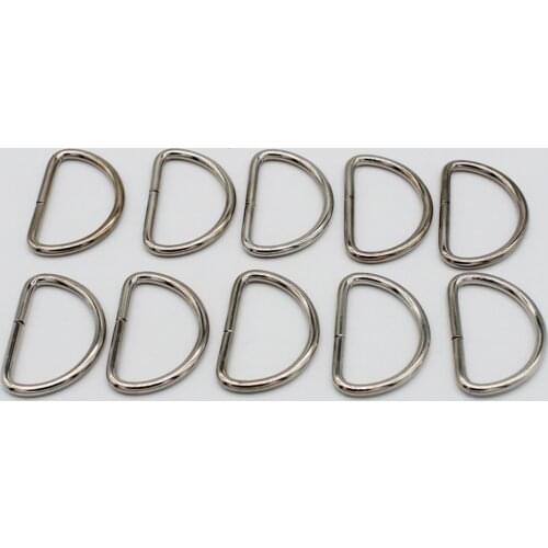10pcs 25mm Inner Width Iron Metal Half Round Non Welded D Ring Silver Tone
