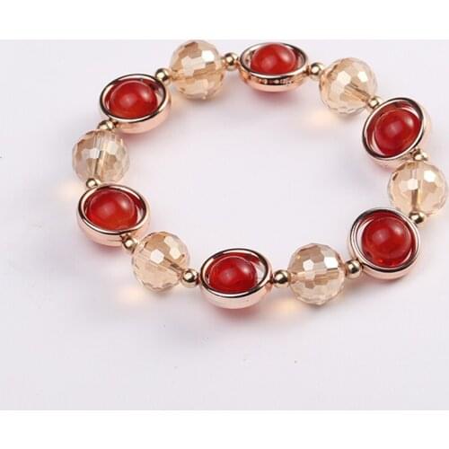 Trendy Round Bead Charm Elastic Bracelets For Women Friend Gift
