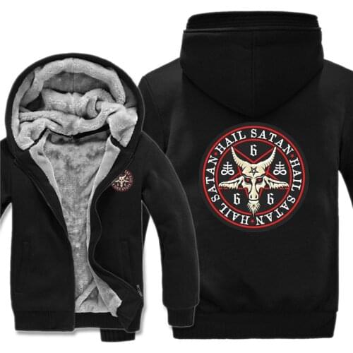 Hail Satan 666 Baphomet Pentagram Devil Hoodies Men Cool Fashion Coat Thicken Hail Satan Sweatshirt Mans Jacket Hoody