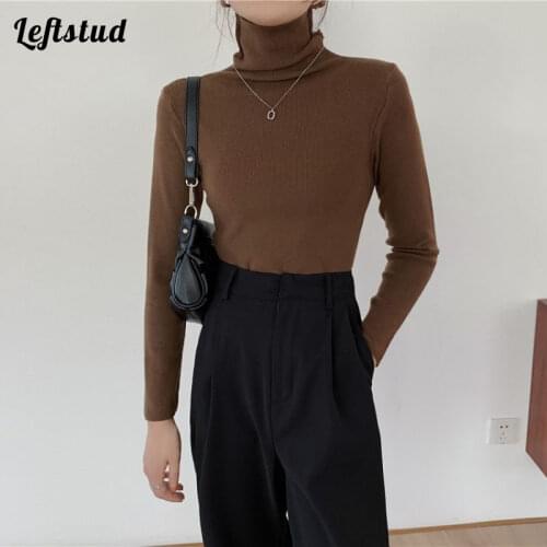 Soft waxy turtleneck sweater womens new autumn and winter 2021 Korean version of simple thick warm knitted bottoming shirt