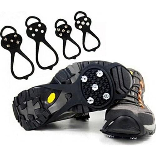 A set of Simple 5-tooth Outdoor Crampons 1 Pair Walking Anti Slip Ice Snow Route Camping Shoes Point Grip Safety Climb Crampon
