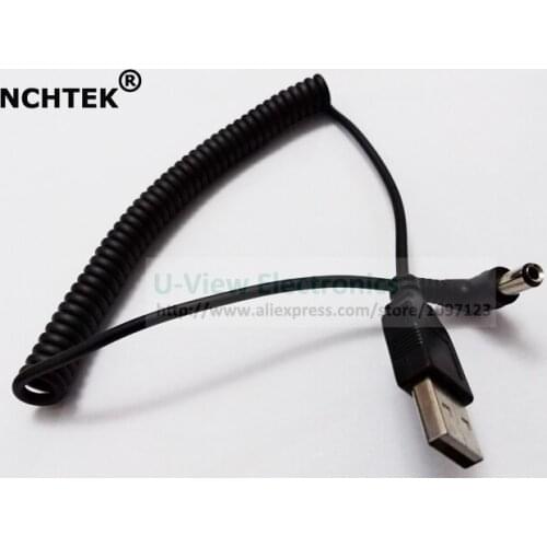 NCHTEK 90 Degree Angled DC 5.5x2.5MM Male to USB 2.0 A Male Plug Spring Coiled Power Extension Cable/Free DHL Shipping/100PCS