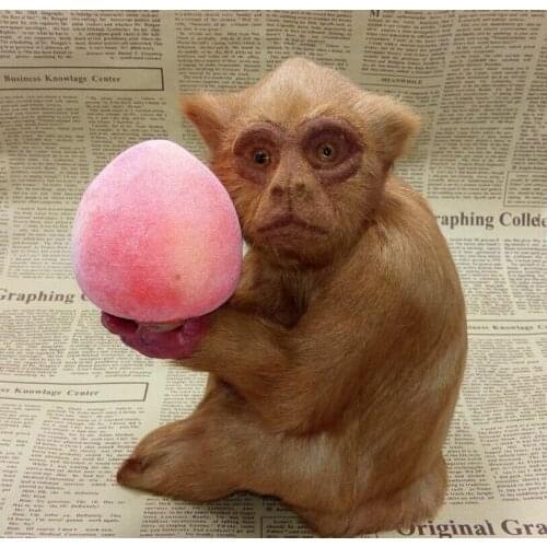 New cute simulation monkey toy plastic&fur monkey doll hold a peach about 15x10x21cm 1899