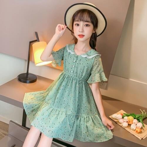 Summer New Girl Princess Baby Collar Chiffon Dress Kids Dresses for Girls Kids Clothes Baby Girl Clothing