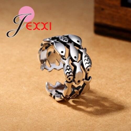 New Arrival 925 Sterling Silver Fish Rings For Women Christmas Gifts Adjustable Open Ring Ladies Boho Jewelry Anillos