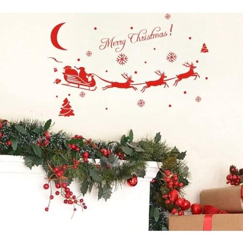 New Christmas Sticker Kids Bedroom Living Room Wall Santa Claus Xmas Deer Gift Decals Window Showcase Glass Removable Sticker