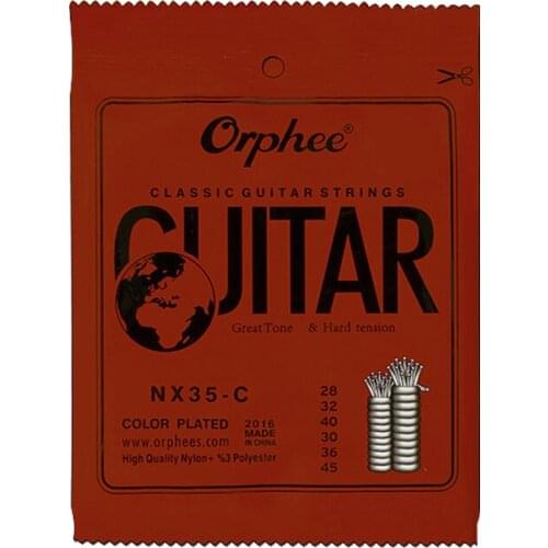 Orphee 6pcs/set NX35-C Full Set Black Nylon Classical Guitar Strings Hard Tension 0.028 - 0.045 inch