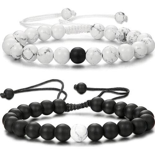 Couples Matching Black White Yin and Yang Friendship Bracelets for Women Statement Jewelry Gift Pulseras Mujer
