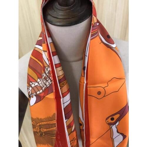 2021 new arrival fashion elegant orange horse 100% silk scarf 90*90 cm square shawl twill wrap for women lady girl