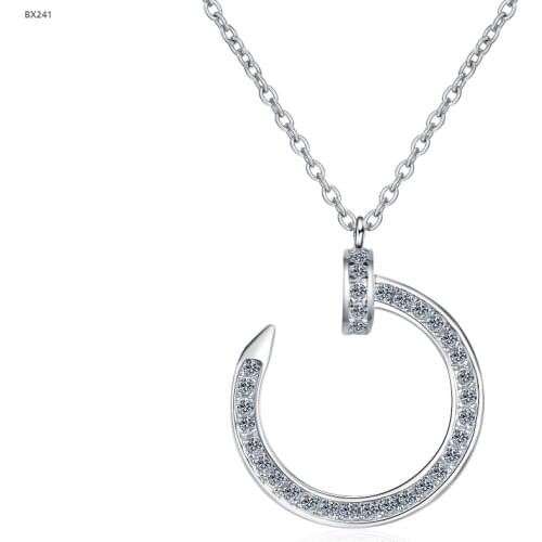 Passed Diamond Test Perfect Moissanite Fish Hook Pendantr Necklace 925 Sterling Silver 0.19ct Necklace Jewely Birthday Present