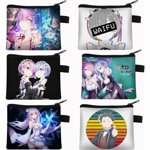 Re: Zero Kara Hajimeru Isekai Seikatsu coin purse Ram/Rem women wallet keychain credit card holder bags girls purses money bag
