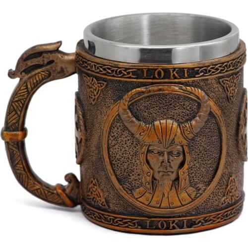 Nordic Viking Loki Tankard Dragon Scandinavian Mug Nordic Beer Cup