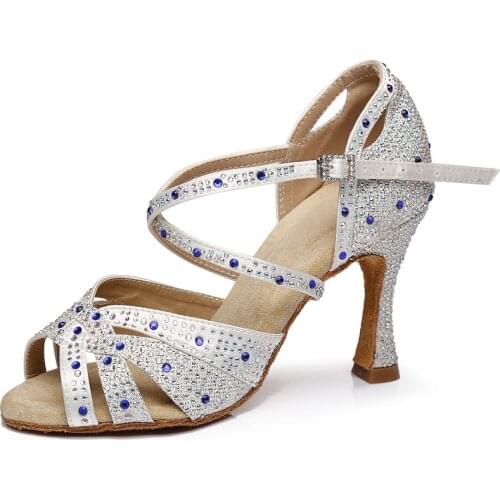 Latin Dance Shoes Women Dance Shoes Women Shoes Latin Dance Shoes Salsa Jazz Dance Shoes White Rhinestone IDancing