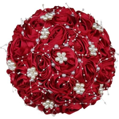 Amazing Bling Crystal Brooch Handmade Satin Rose Bridal Bouquets Flowers Bridesmaid Handholds Customized Bouquet