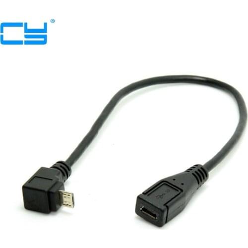 Down Direction 90 Degree Angled Micro USB 2.0 5Pin Male to Female Extension Cable for Cell Phone Tablet