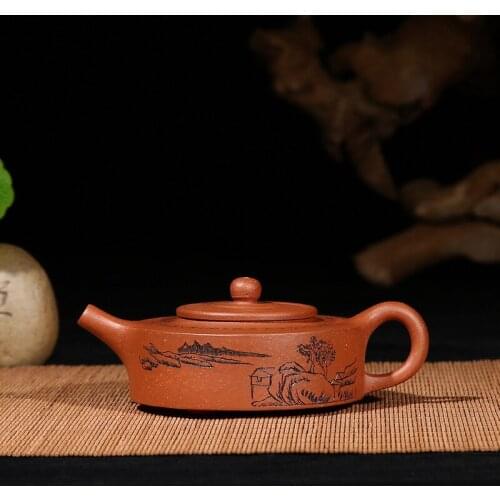 Yixing all hand undressed ore recommended Zhou Pan pot of literati landscapes wechat business a undertakes the teapot