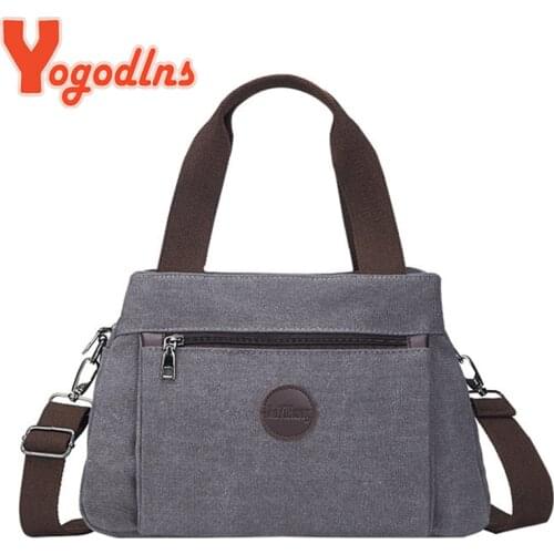Yogodlns Casual Handle Bag For Women Canvas Shoulder Bag Large Capacity Crossbody Bag 2021 New Multifunction Messenger Handbag