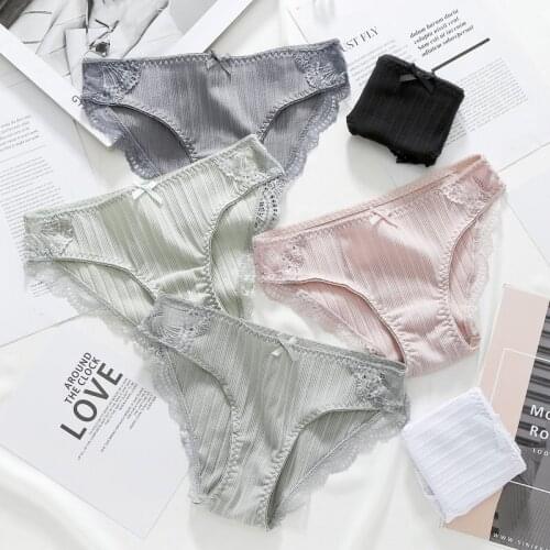 Ladies Women Sexy Cotton Lace Underwear Briefs Cute Bow Comfy Sweet Soft Comfort Lingerie Seamless Panties Fashion Female