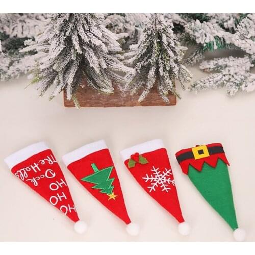 1/2/4PC Tableware Holder bag Elf Christmas Tree Snow hat Christmas embroidery Decorations Home accessories Kitchen Tableware