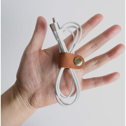 1PCS 8*2cm Headset Earphone Wire Portable USB Cable Cord Leather Winder Headphone Case Korean Desk Manager