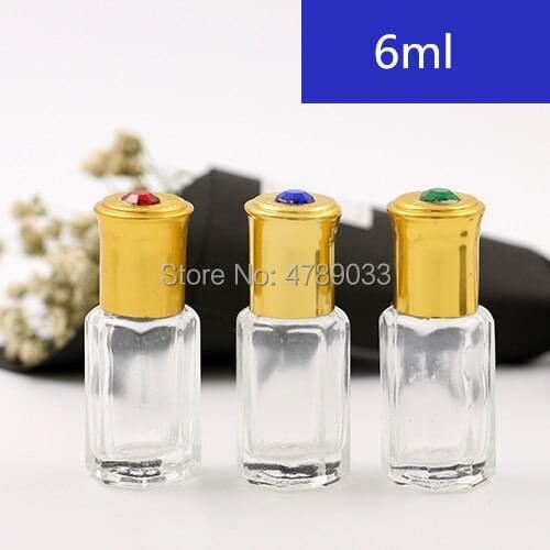 10/30pcs 6ml Octagonal Perfume Glass Bottle with Glass Ball Roller Essential Oil Vials Refillable Perfume Roll on Bottle Empty