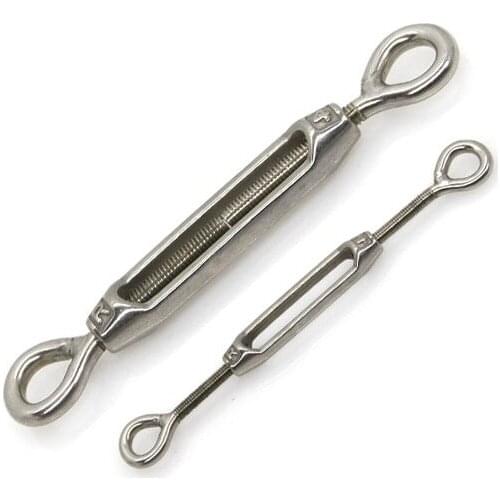 10PCS/LOT High Quality 304 Stainless Steel European Style Eye to Eye M6 Turnbuckles Adjustable Wire Rope Tensioners