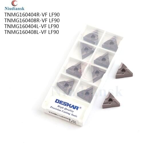 10PCS TNMG160404R-VF TNMG160408R-VF TNMG160404L-VF TNMG160408L-VF LF90 carbide inserts CNC lathe turning tools cermet inserts