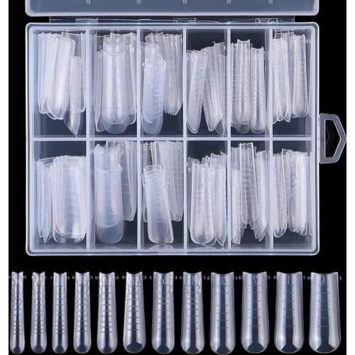 120pcs/Box Poly Nail Gel Quick Building Mold Tips Clear Dual Forms Finger Extension Nail Art UV Builder Easy Find Tools VIL-09