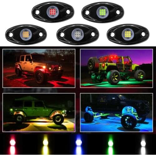 2 pods LED Rock Light Underbody Glow 5 Color Led Neon Light Trail Rig Lamp For Offroad Car Truck Boat Waterproof Ambient Light