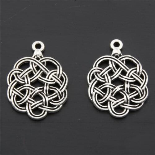 20pcs Zinc Alloy Silver Color Chinese Knot DIY Charms Pendants Fit Bracelet Necklace Jewelry Making A2731