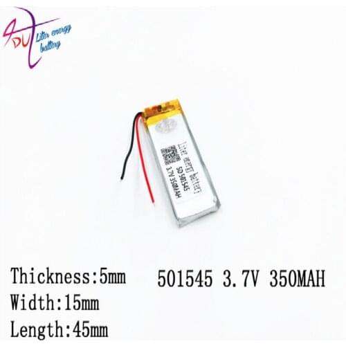 3.7V 350mAh 501545 051545 Lithium Polymer Li-Po li ion Rechargeable Battery cells For Mp3 MP4 MP5 GPS mobile bluetooth