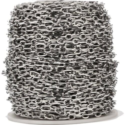 4.5mm Width Stainless Steel Unwelded Cable Chain Spool Link in Bulk for Necklace Jewelry Accessories DIY Making